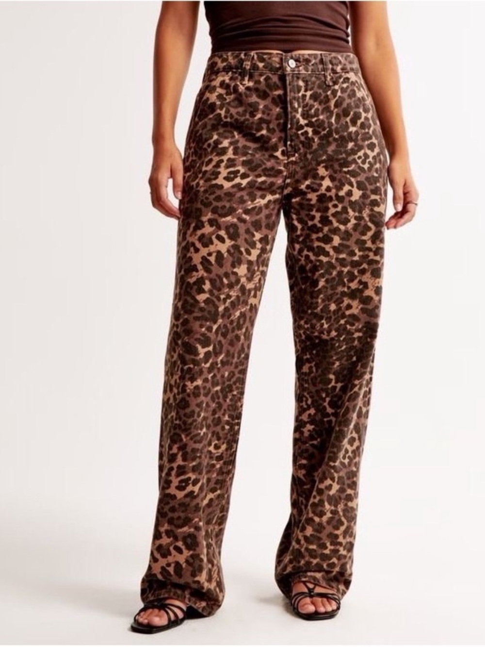 Abercrombie & Fitch Mid Rise Leopard Print Jeans Size 2L